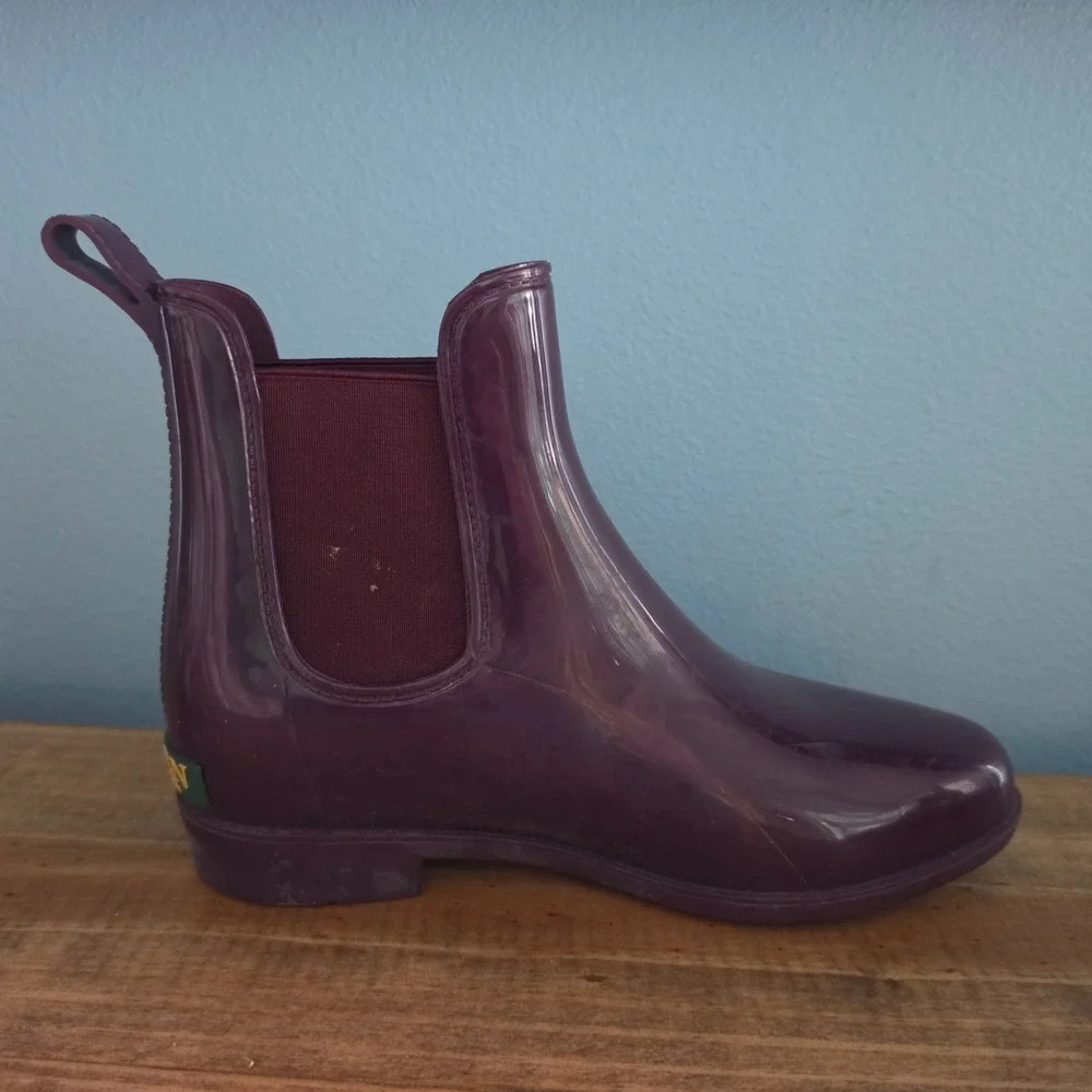 Lauren Ralph Lauren Womens Tally Rain Boots Purple Glossy Chelsea Size 7B